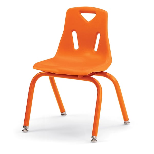 Berries Stacking Chairs with Powder-Coated Legs, 14 in. Ht, Set of 6, Orange